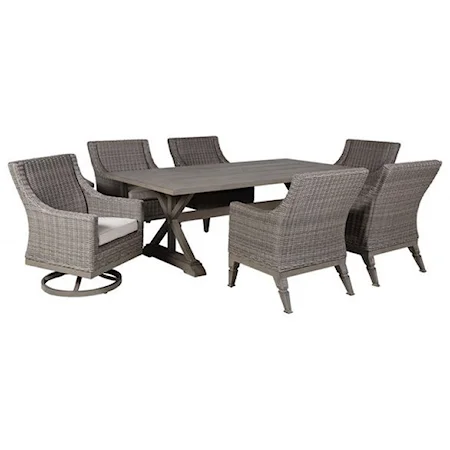 7 Piece Outdoor Trestle Table and Chair Set